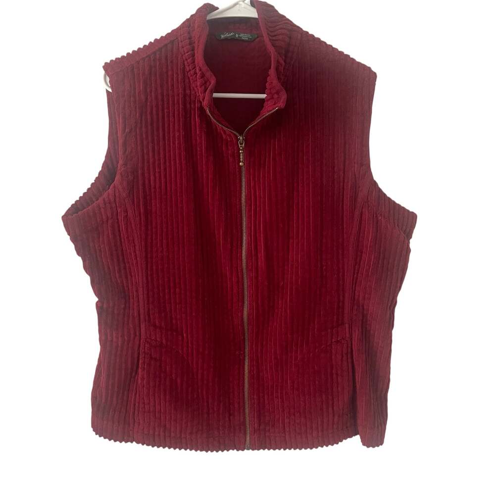 Woolrich Wide Corduroy Maroon Zip Up Vest Sz XL Petite